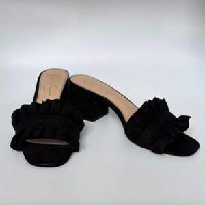 Jessica Simpson Black Ruffle Mules